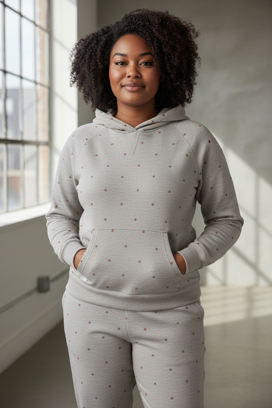 Sundance Heartsong Jogger Set Gray Heart Print XXL